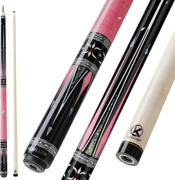 KONLLEN KL-KB Low Deflection Maple Billiards Cue Pool Cue Stick Real Wood Abalone Shell Inlay Wrapless 12.5mm Tip