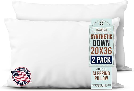 Pillowflex Synthetic Down Sleeping Pillow Insert - King Size Premium