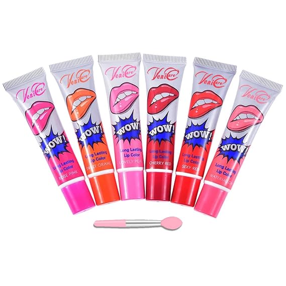 VeniCare 6pcs Lip Tattoo Peel & Reveal Waterproof Lipgloss Lip Tint Womens Girl Makeup Beauty Set- Lip Tattoo
