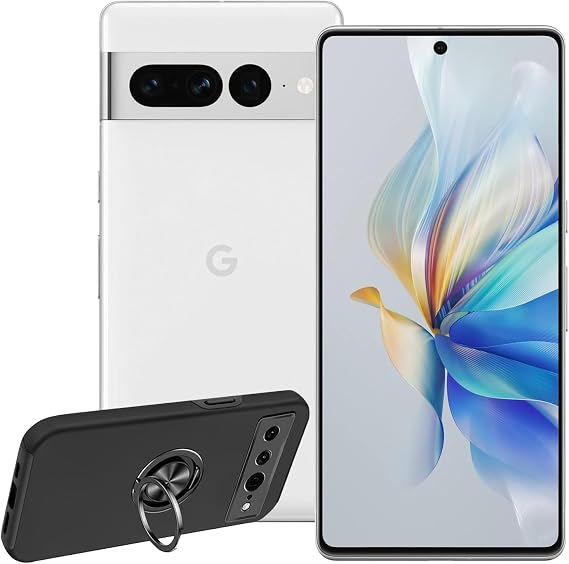 Google Pixel 7 Pro Phone Unlocked - 5G Android Smartphones with 512GB Storage, 12GB RAM, 6.7" QHD OLED, Triple Camera, 24-Hr Battery, Includes Black Phone Case Bundle, Snow