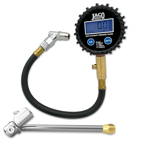 JACO ElitePro Digital Tire Pressure Gauge with Lightning T-Series Tire Air Chuck - 200 PSI | Dually Tire Pressure Gauge