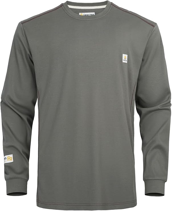 FR Shirts for Men 6.5oz Lightweight Long Sleeve for Welding CAT2 | Men's 100% C Flame Resistant Breathable Skin-friendly Work Shirt,Durable FR Protection,NFPA 2112 Certified,Machine Washable