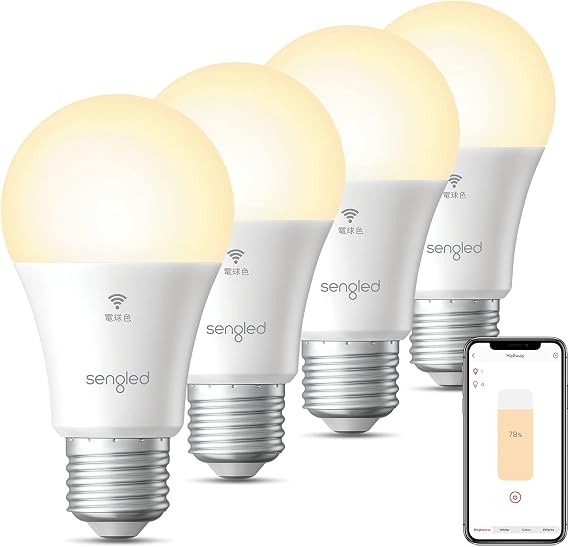 Wi-Fi Connected, Sengled Smart LED Bulb, E26 Base, 60W Equivalent, Dimmable, Compatible with Google Home, No Hub Bridge Required, Bulb White, Pack of 4