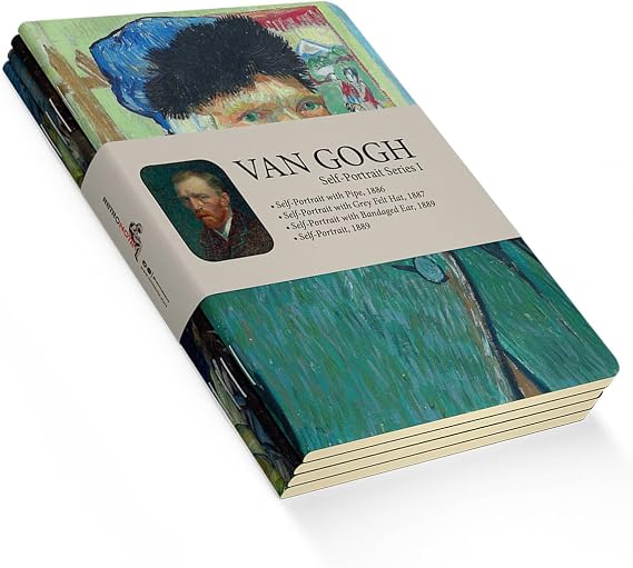 Retronote Van Gogh 4'lü Defter Seti 4, Self-portrait Series I, Çizgisiz, 48 Sayfa, 10.5x14cm