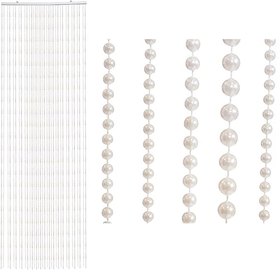 TCDesignerProducts White Pearl Bead Curtain Wedding Decoration, 36 Inches x 9 Feet