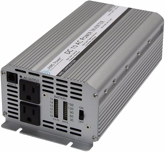 AIMS 1250W 12V Modified Sine Inverter 120V 2 AC Outlets PWRINV1250W