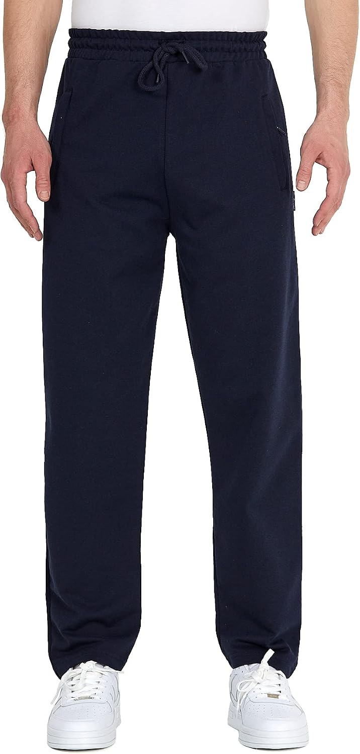 COMEOR Mens Cotton Tracksuit Bottoms - Sports Running Pants | Leisure Pants Zippered Pockets