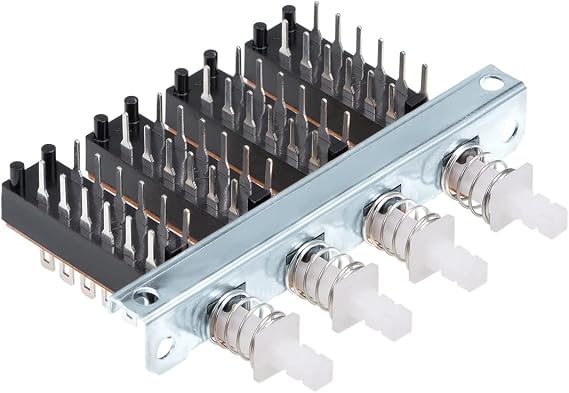uxcell Interlock Push Button Switch Piano Type 4PDT 12 Pin 4 Row