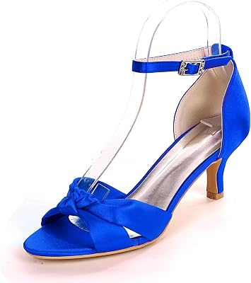 Heeled Sandals Sexy Bandage Bridal Shoes, Satin Wedding Party Prom Shoes Leaky Toes High Heel Pumps for Wedding Reception Party Wedding Shoes Heel Height 6cm Color : Royal Blue, Size : 8 UK
