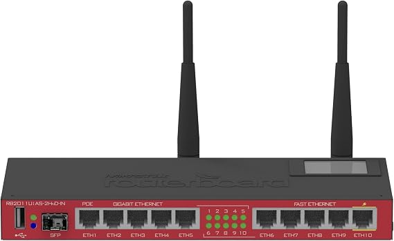 Mikrotik RouterBOARD RB2011UiAS-2HnD-IN Wireless Router 2.4GHz 10-Ports 802.11b/g/n