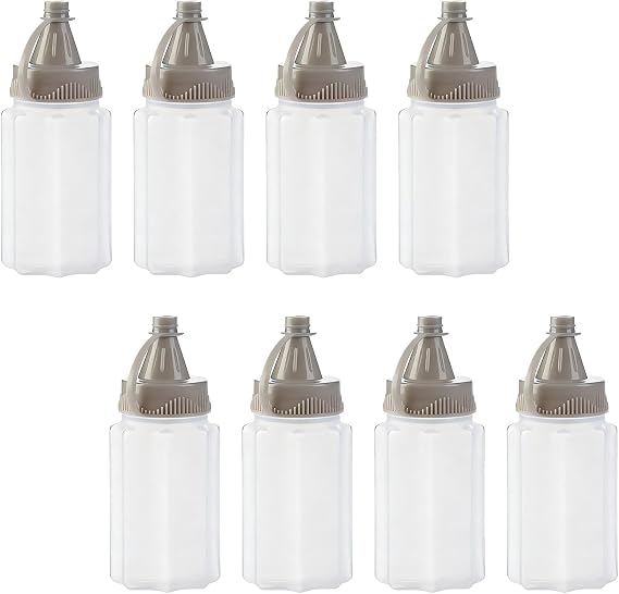 8 Pack Mini Sauce Bottles, 30ml Squeeze Bottle with Nozzle for Ketchup | Transparent 30ml Mini Squeeze Bottles, With Flip-top Nozzle, Leak-proof, for Sauces Condiments Lunch BBQ Camping
