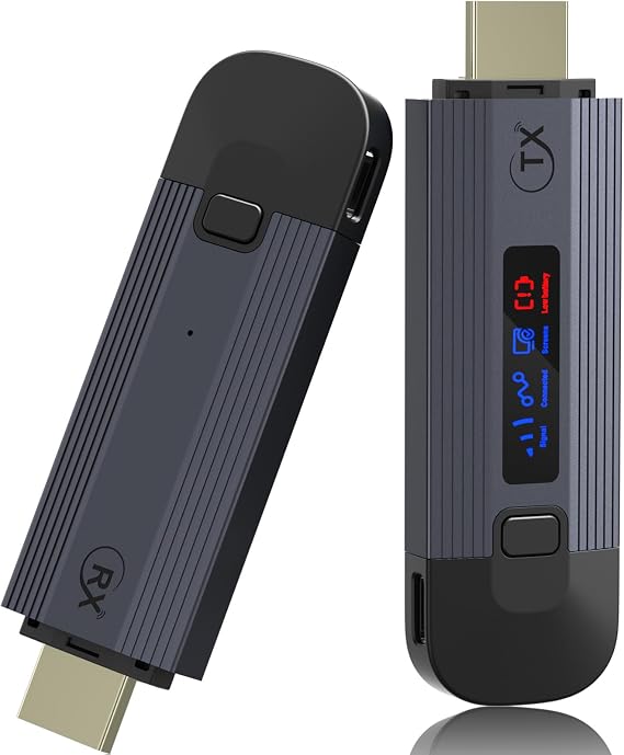 Wireless HDMI Transmitter and Receiver 4K, Metal Housing Portable Wireless HDMI Extender Kit with LED Display, 2.4G/5G Plug & Play HDMI Wireless Streaming Video from Laptop/TV Box to Monitor/HDTV