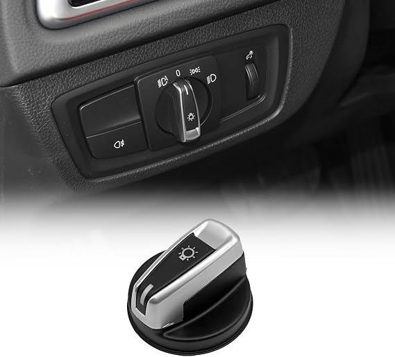 Car Headlight Head Lamp Switch Knob Button Cover Replacement Compatible with BMW 1 3 X1 Series E90 E91 E81 E82 E87 E88, Replaces OE# 9169405 61319169405 61316932794