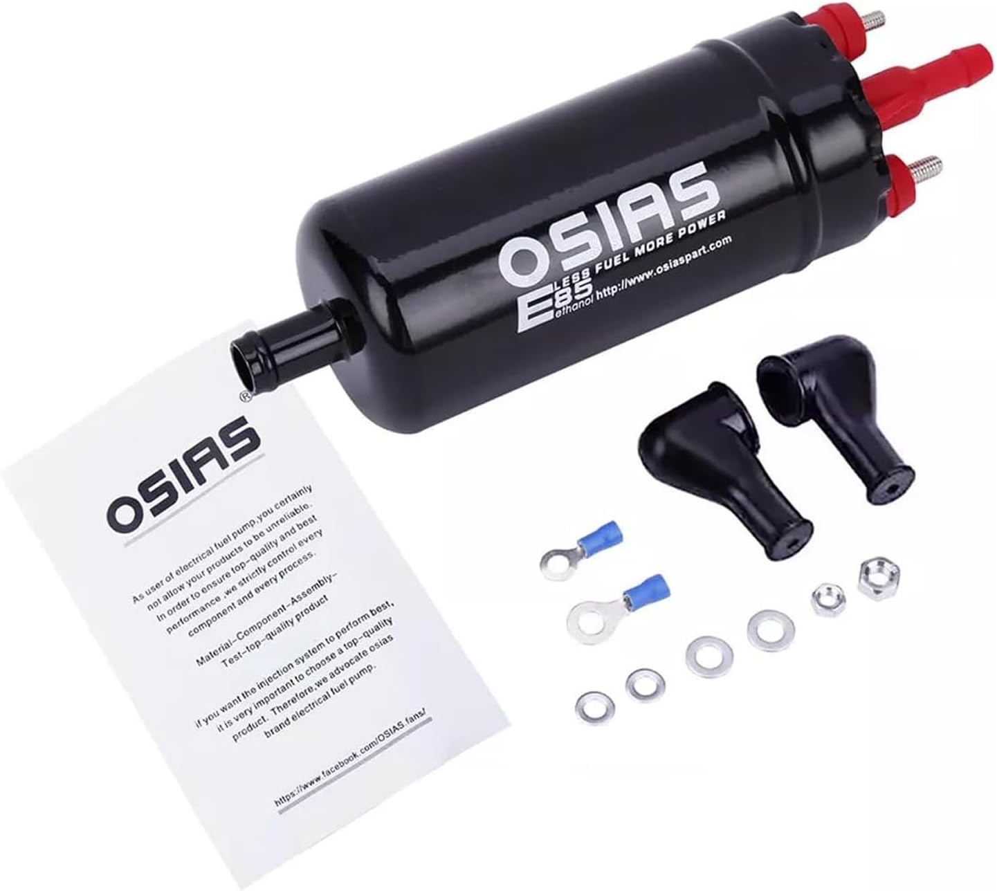 OSIAS 12V High Pressure Fuel Pump 125PSI Universal Inline Petrol Diesel Fuel Transfer Pump Replacement for 0580464070, 0580464038 135L/H Flow Rate