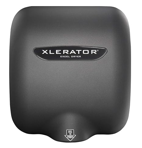 XLERATOR Automatic Surface Mounted Graphite Hand Dryer Voltage: 220 / 240V, 6.5 Amp, Nozzle: 1.1N Sound Reduction