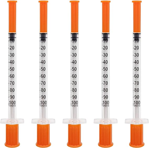 U-100 1cc Syringes with needle 31G 5/16 inch (8mm),Individual Pack of 36