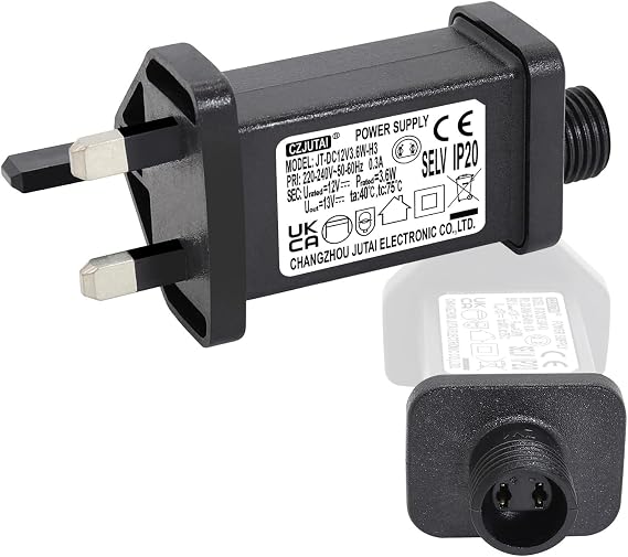 12V 3.6W String Lights Indoor-Outdoor Power Adapter for CZJUTAI JT-DC12V3.6W-IP20 Christmas Lighting [U336]