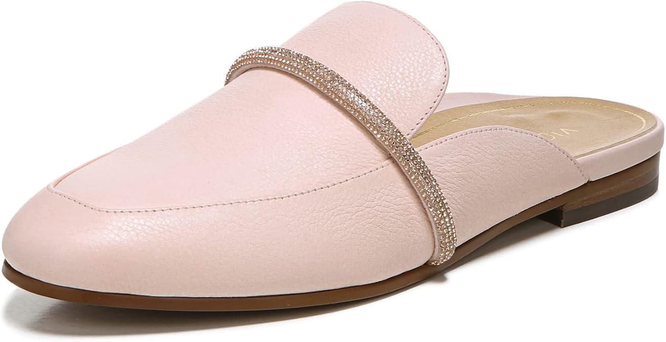 Vionic Women's South Seraphina Leather Slip On Mules - Supportive Leather Fashionable Walking Flats that Include Three-Zone Comfort with Orthotic Insole Arch Support, Medium Fit Sizes 5-11