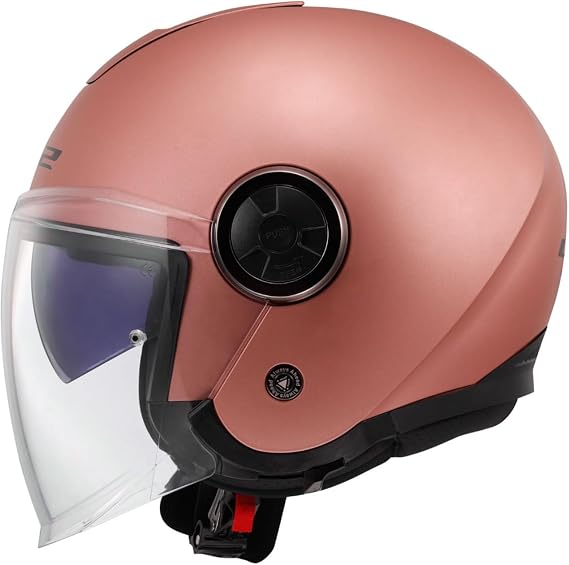 LS2 CLASSY Mat Gold Pembe Kask, ECE 22.06 Güvenlik Sertifikalı Profesyonel Motosiklet Kaskı, Yüksek Performanslı KPA Dış Kabuk, Çizilmez Dahili Güneş Vizörlü, LS2 4X JBL Intercom Uyumlu