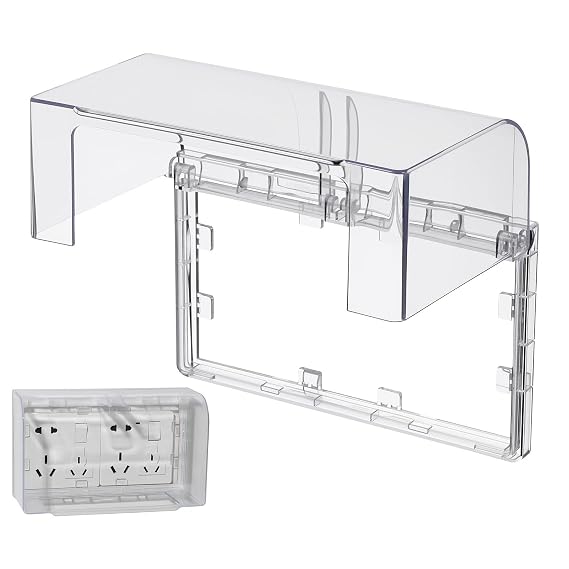 Cabilock Clear Adhesive Double Outlet Splash Cover for Kitchen and Bathroom