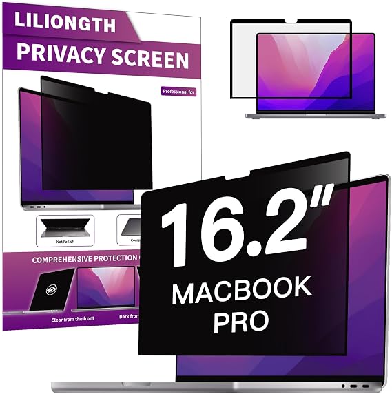 Privacy Screen Compatible with MacBook Pro16 Inch (2021, 2022, 2023, M1, M2, M3), Laptop Privacy Filter Shield and Anti-Blue Light Protector (Model: A2485, A2780, A2991)
