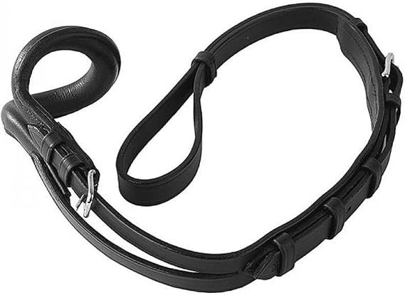 Horze Adjustable Leather Crupper | Tail Strap for Horse Saddle | Tail to Buckle 26" in Horse Size - Black - Horse