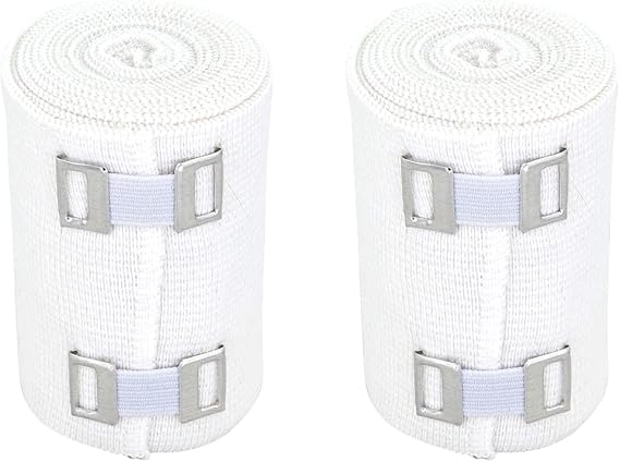 GT Elastic Bandage Wrap (3" Wide, 2Pack) - Reusable Compression Bandages with Durable Strong Metal Clips - Hypoallergenic Latex-Free Breathable Bandages - Ideal for Injuries, Joints, Knees & Sprains