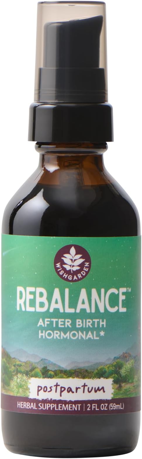 WishGarden Herbs ReBalance After Birth Hormonal Support Tincture, 2oz | Vitex Berry, Motherwort & St. John's Wort, Mood & Hormonal Rebalancing, FairWild Certified, Vegan