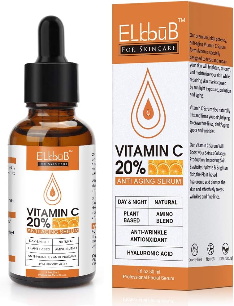 Premium 20% Vitamin C Serum For Face, with Hyaluronic Acid, Retinol & Amino Acids - Boost Skin Collagen, Brighten Hydrate & Plump Skin, Anti Aging & Wrinkle Facial Serum