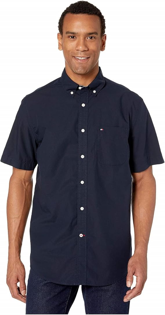 Tommy Hilfiger Mens Short Sleeve Button-Down Shirt