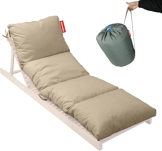 XPERMATE Fluffy Sunbed Cushion 60x180x12Cm Water Repellent, Folding,UV Solar Resistance, Zipper (Beige)
