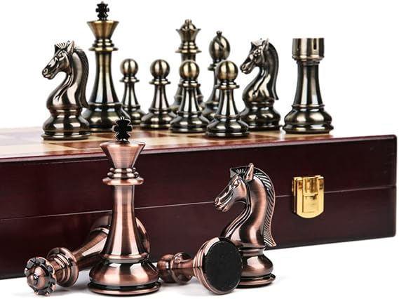 Convenient Folding: Premium Wooden Chess Board & Metal Pieces 11.8 inches 30 cm Travel Set, Educational Game for Kids and Adults 11.8 inches 30 cm