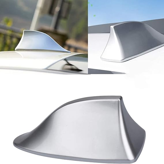 Shark Fin Antenna Cover for Car, Car Top Roof Aerial Base Base with Adhesive Tape Shark Fin Shape Cover Fits for Most Sedan, SUV, Van, Shark car Accessories Fashion Sense (Silver)