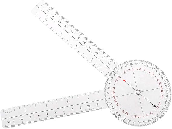 12 Inch Goniometer Orthopedic Ruler Goniometer 360 Degree for Body Measuring Tape Goniometer,Plastic