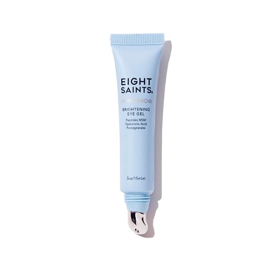 Eight Saints Light Show Brightening Eye Gel, Anti Aging Cooling Eye Gel to Reduce Puffiness, Wrinkles and Calms Under Eye Skin, with Peptides, MSM, and Hyaluronic Acid, 0.5 Ounces