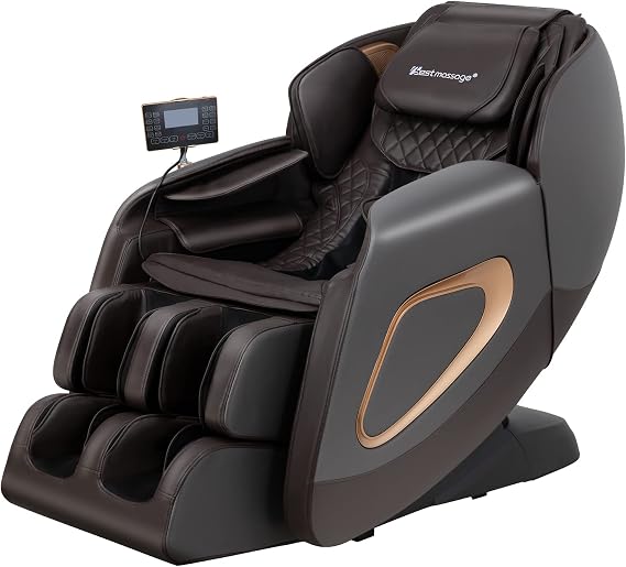 Massage Chair,Full Body Zero Gravity SL Track Massage Chair Recliner Chair with Smart Large Screen Bluetooth Speaker Built-In Heat Therapy Foot Roller Air Massage System for Home Office,Grey