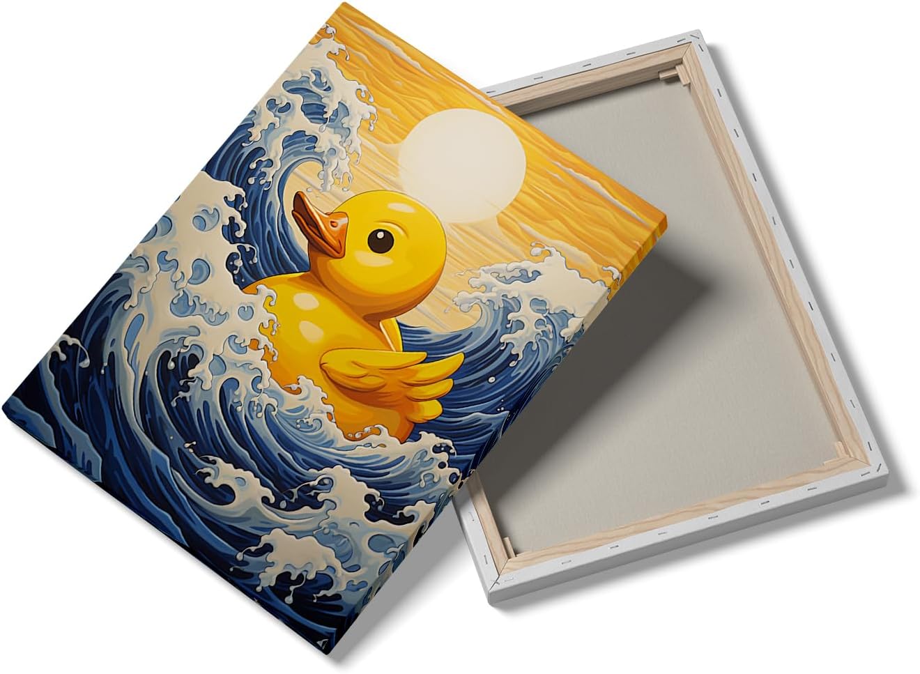 Yellow Duck Wall art Cute ducklings in water Picture wall decoration animal canvas poster Modern painting artwork Living Room Bedroom bathroom Childrens room decoration 16  24inch Framed