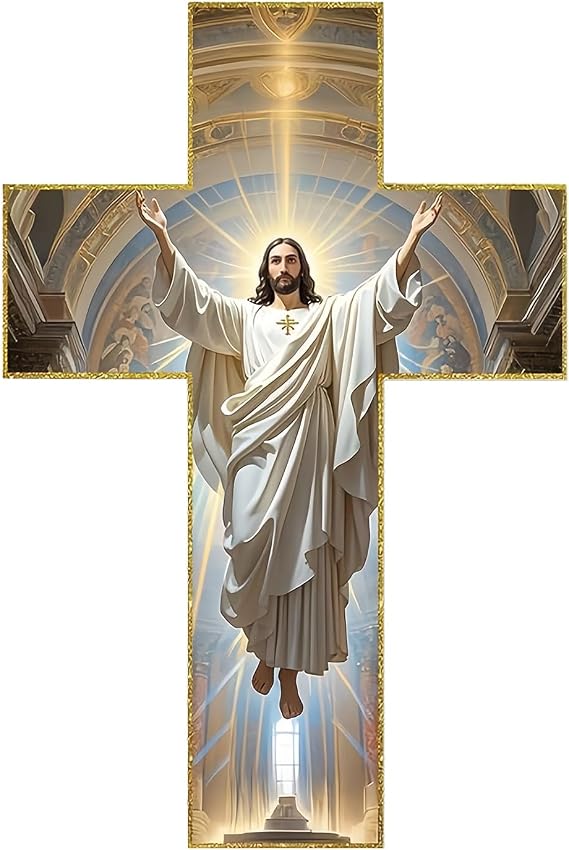 Rjfba Cross Wall Decor, Christian Wooden Home Decor - Handmade Antique Religious Home Ornament, Christmas Hallway Bedroom Office Dining Room Kitchen Church Doorway