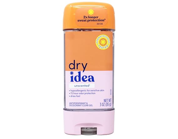Dial Dry Idea Anti-Perspirant and Deodorant, Unscented, Hypo-Allergenic, 3 oz, Clear