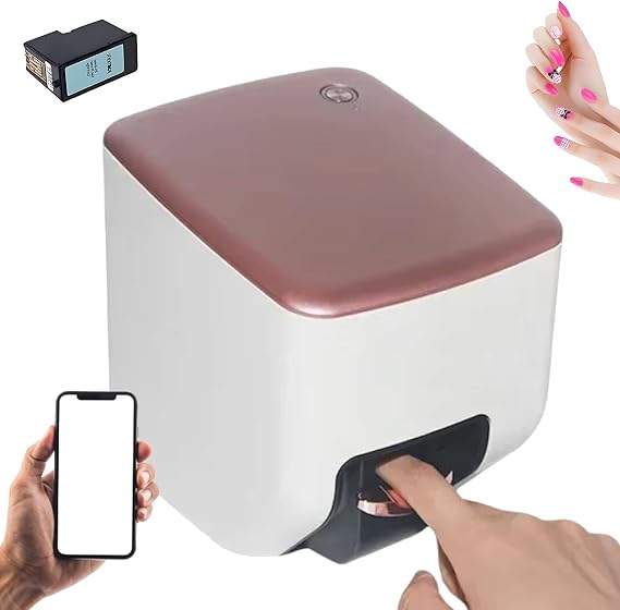 Nail Printing Machine, Portable 3D Nail Art Printer with WiFi Control, High Definition Painting in 10 Seconds, Ideal for Home and Beauty Salon Use