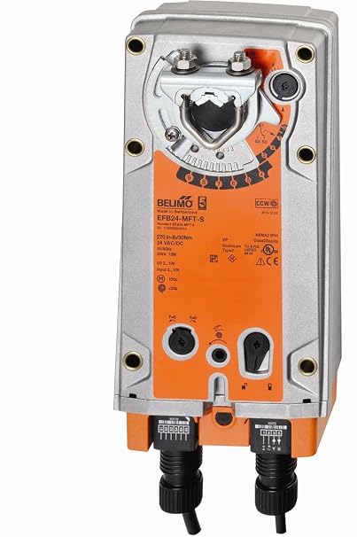 BELIMO EFB24-SR-S 2-10VDC Input, 24VAC/DC, 270IN/LB, 30NM, 50/60HZ, Damper Actuator, Spring Return, W/END Switch
