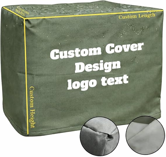 Custom Size Dust Cover , Made-to-Measure Protective Cover with Personalized Logo/Text for Patio Furniture, Equipment, Tools, RV Trailers & Outdoor AC Units (600D Coated – Heavy Duty)