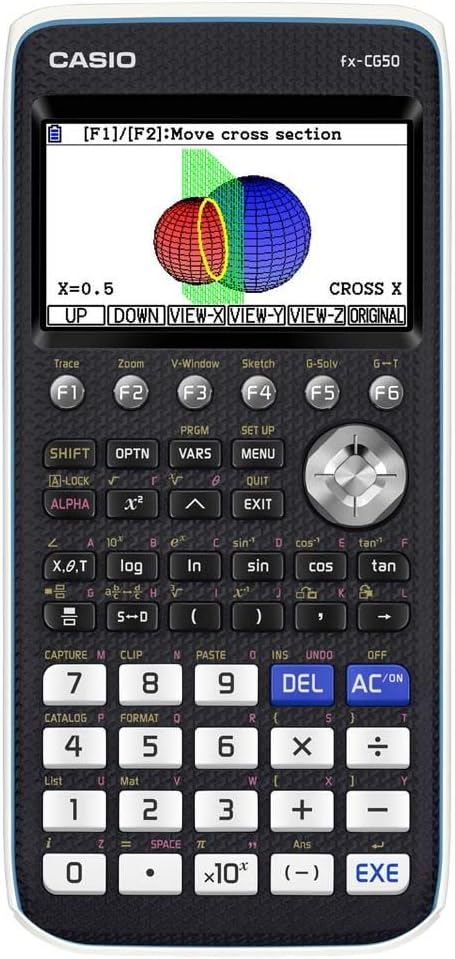 Casio FX-CG50 Graphic Calculator with High Resolution Colour Display High resolution colour display geometry 3d graph equation solver integral calculation and image plot application