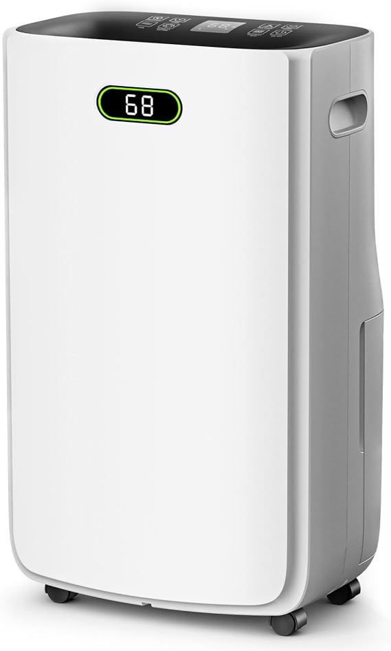 525D Sq.Ft Dehumidifier for Basement with Drain Hose, 80 Pint Dehumidifiers for Home with Large 6.5L Water Tank,24H Timer,Child Lock,Defrost,Silent,4 Modes Operation Auto Shut-off(80 Pints)