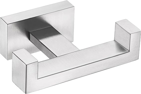 Angle Simple Towel Hook for Bathroom, Double Robe Coat Hook, Brushed Nickel