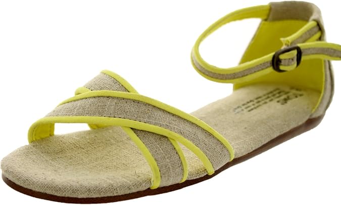 TOMS Women's Correa Sandal Neon Trim Burlap Size 6 B(M) US