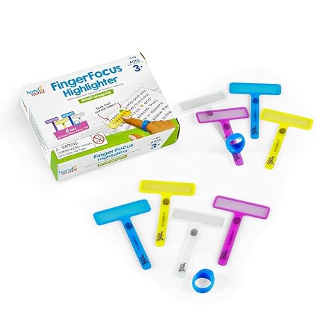 hand2mind FingerFocus Highlighter, Guided Reading Strips, Reading Pointers for Kids, Dyslexia Tools for Kids, ADHD Tools, Special Education School Supplies, Teacher Classroom Must Haves (6 Pack) | Guided Reading Strips, Reading Pointers for Kids, Dyslexia Tools for Kids, ADHD Tools, Teacher Classroom Must Haves