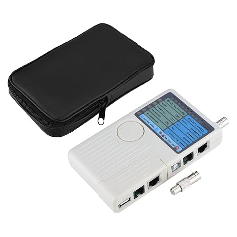 Optimal Shop 4 in 1 Network Cable Tester RJ45/RJ11/USBBNC LAN Cable Cat5 Cat6 Wire Tester, Wire Test Tool,Ergonomic Portable Handheld Design