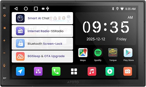 ATOTOZONE A5L Double-Din Car Radio Android in-Dash Car Stereo with Wireless CarPlay/Android Auto, GPS Tracking, WiFi/Bluetooth/USB, ChatGPT-AI Head Unit, EQ, DSP, FM/AM