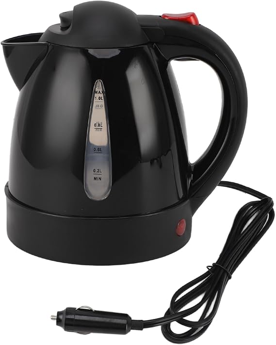 12V 150W 1L Car Electric Travel Kettle, Portable Electric Tea Coffee Kettle for Sedan, Crossover, SUV, Auto Shut Off Car Electric Kettle, Gifts for Travel